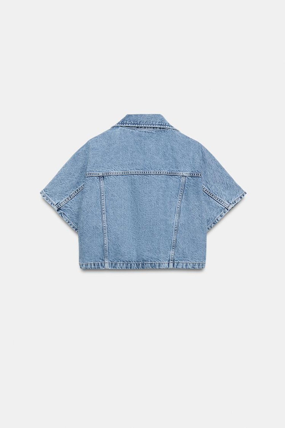 ZARA КОРОТКАЯ ДЖИНСОВАЯ РУБАШКА Z1975, ВЫЦВЕТШИЙ СИНИЙ