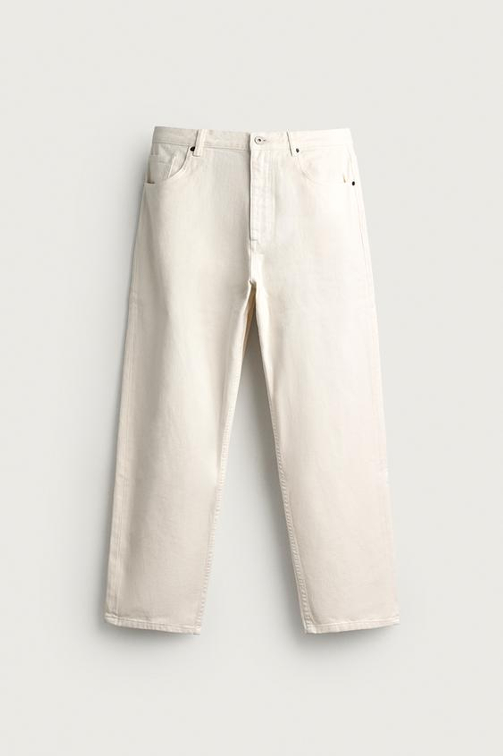 ZARA ДЖИНСЫ RELAXED FIT С ЭФФЕКТОМ СТИРКИ, СВЕТЛО-БЕЖЕВЫЙ