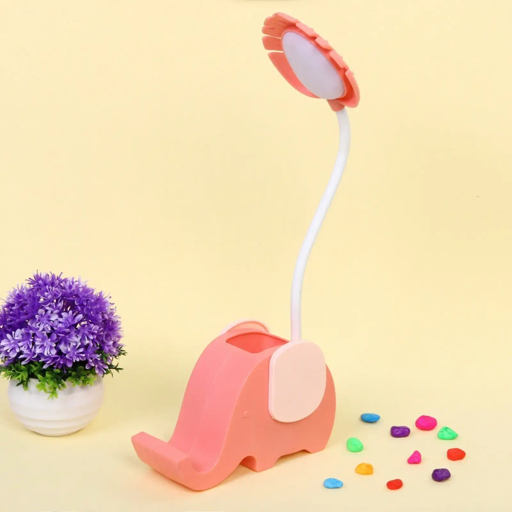Настольная лампа «Sweet - Слоненок» 13*7*12.5 см LED с подстаканником, USB 0.6-3W, Розовый