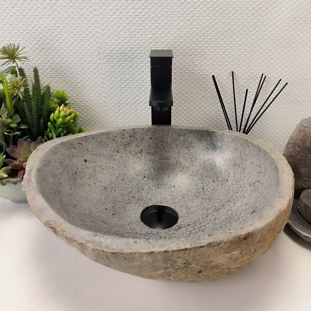 Раковина из речного камня RS-63892 (43x42x15) из натурального камня