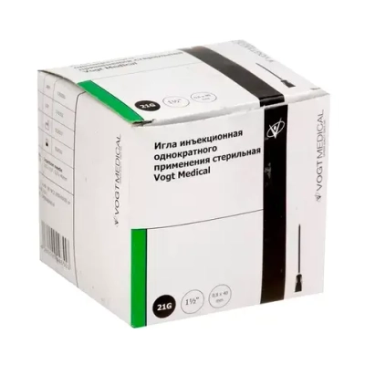 Игла стерильная Luer 0,8х40 мм 21G 1/2 Vogt Medical 100 шт