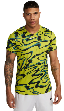 Мужская теннисная футболка Nike Court Dri-Fit Advantage Printed Top - bright cactus/white