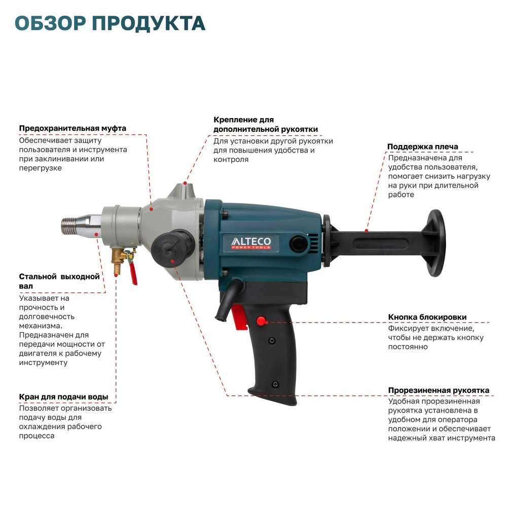 Дрель алмазного бурения ALTECO DD 1409