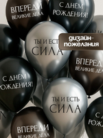 Воздушные шары латексные С днём рождения. Ты- сила , 25 шт