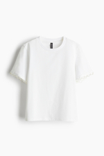Хлопковая футболка с вышивкой - H&M