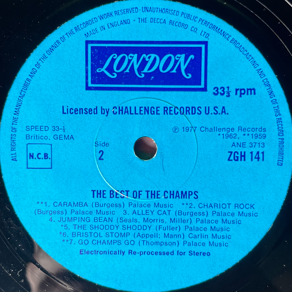 The Champs ‎– The Best Of The Champs (Англия 1977г.)