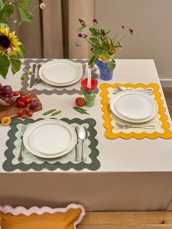 Салфетка под приборы с контрастным кантом серого цвета из коллекции Trendy Ruffles, 35х45 см