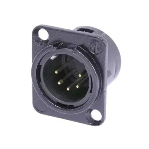 Neutrik NC5MD-L-B-1 панельный разъем XLR male черненый корпус, золоченые контакты 5 контактов