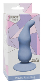 Изогнутый анальный стимулятор на присоске Waved Anal Plug (10 см , нежно-голубой) (Цвет: нежно-голубой)