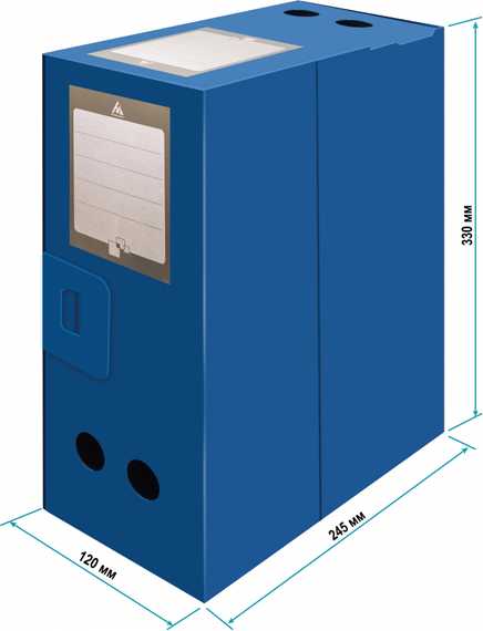 Короб архивный вырубная застежка Бюрократ -BA120BLUE пластик 1мм корешок 120мм 330x245мм синий