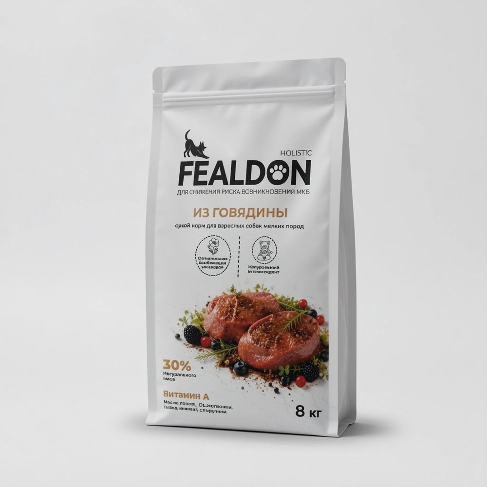Сухой корм Fealdon для взрослых собак мелких пород с говядиной