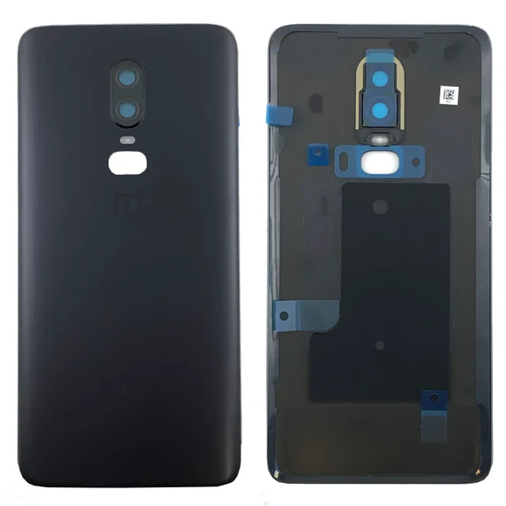 Задняя крышка для OnePlus 6 черная матовая (Midnight Black) со стеклом камеры