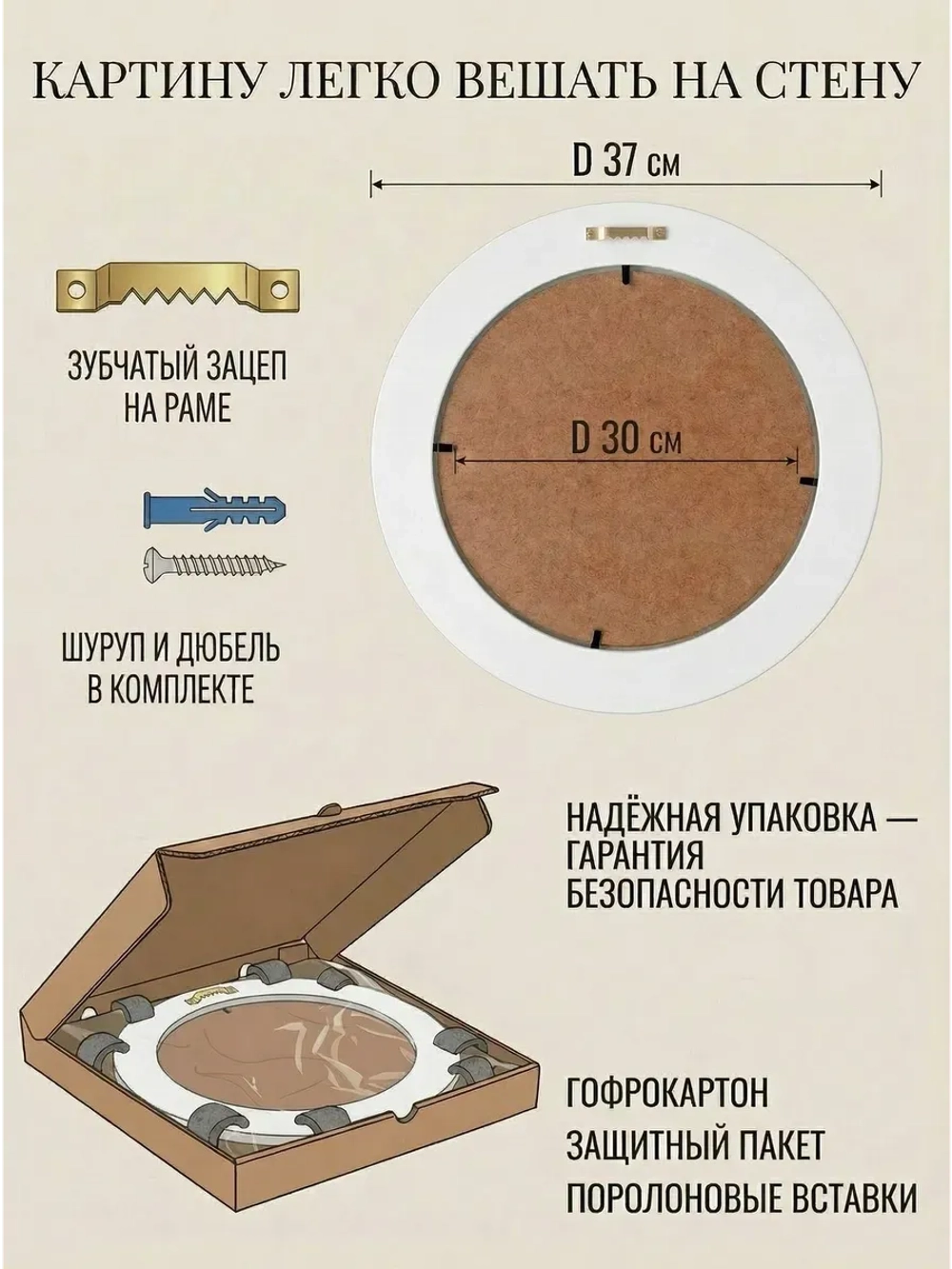 Картина на стену для интерьера в раме на холсте 37 см