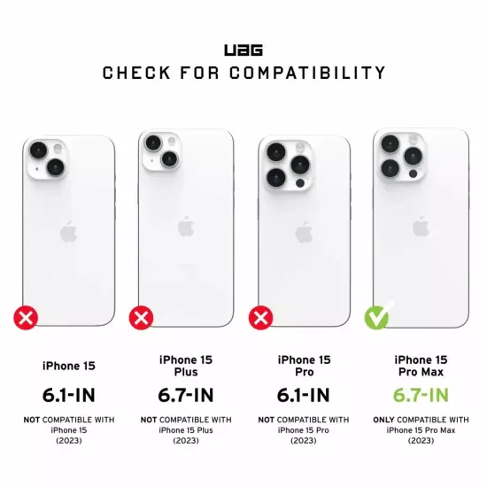 Чехол с поддержкой MAGSAFE Uag Plyo для iPhone 15 Pro MAX 6.7", цвет прозрачный/серебро (Ice/Silver)