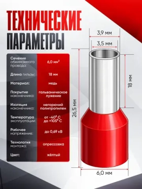 Наконечник штыревой изолированный (Е6018) 50 шт