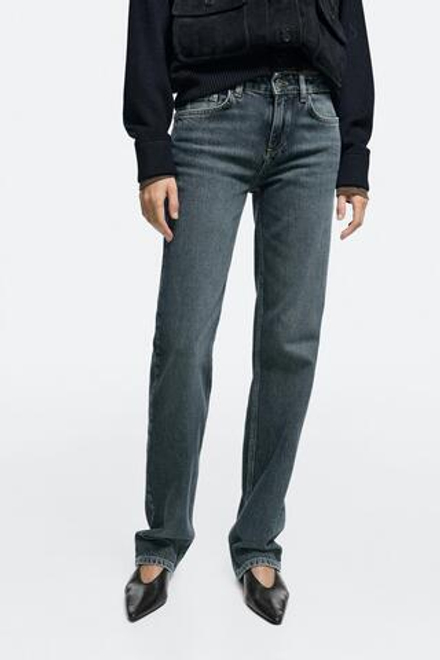 Massimo Dutti Джинсы прямого кроя с низкой посадкой, средне-синий