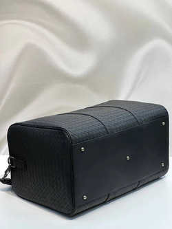 Дорожная сумка Bottega Veneta Intrecciato чёрная кожаная премиум класса
