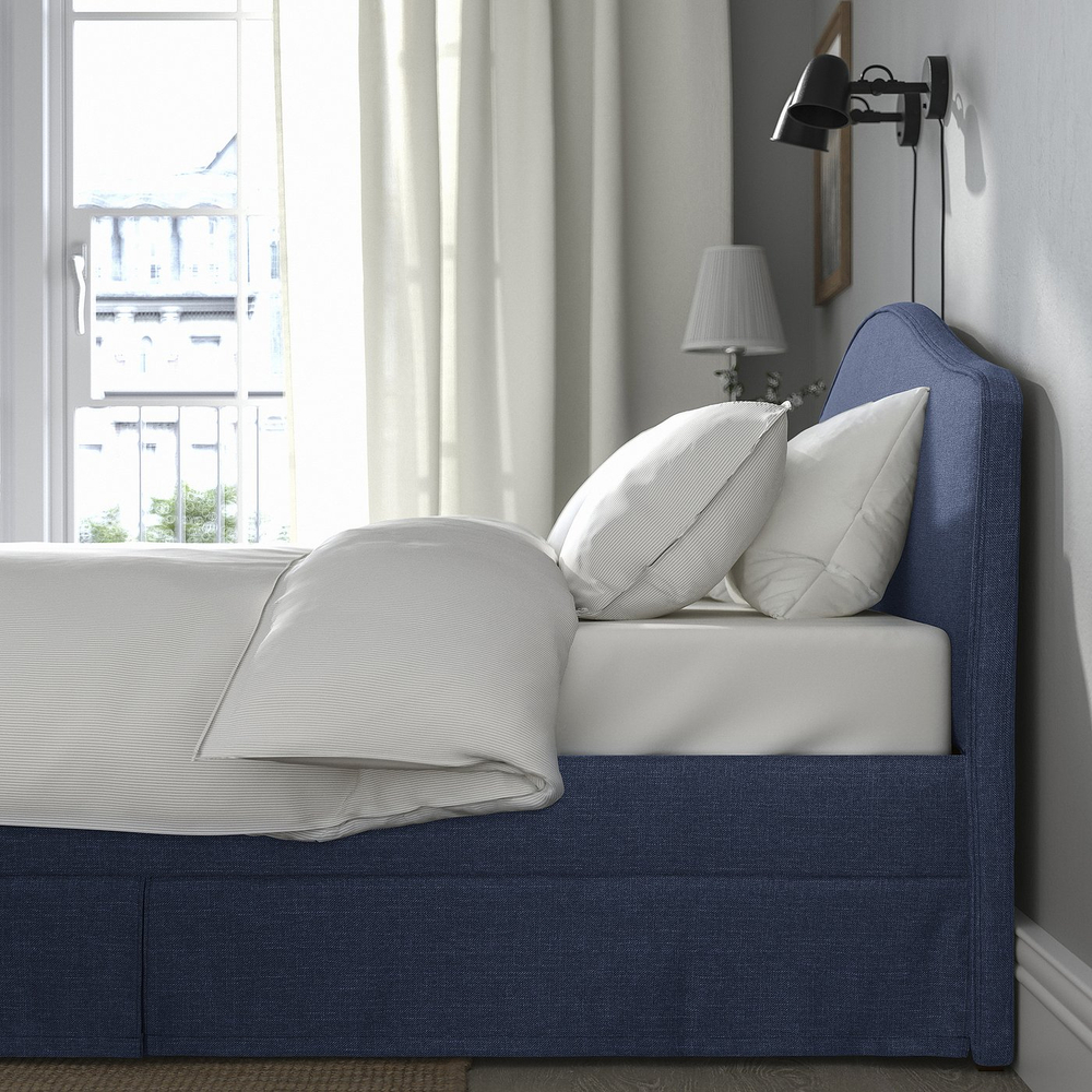 IKEA RAMNEFJÄLL  (ИКЕА РАМНЕФЙЭЛЛ)  -  Чехол на каркас кровати - Киланда тёмно-синий 160x200 см