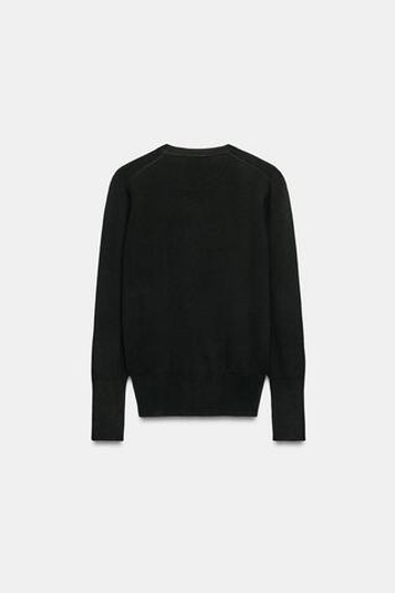 ZARA БАЗОВЫЙ ОДНОТОННЫЙ СВИТЕР, ЧЕРНЫЙ