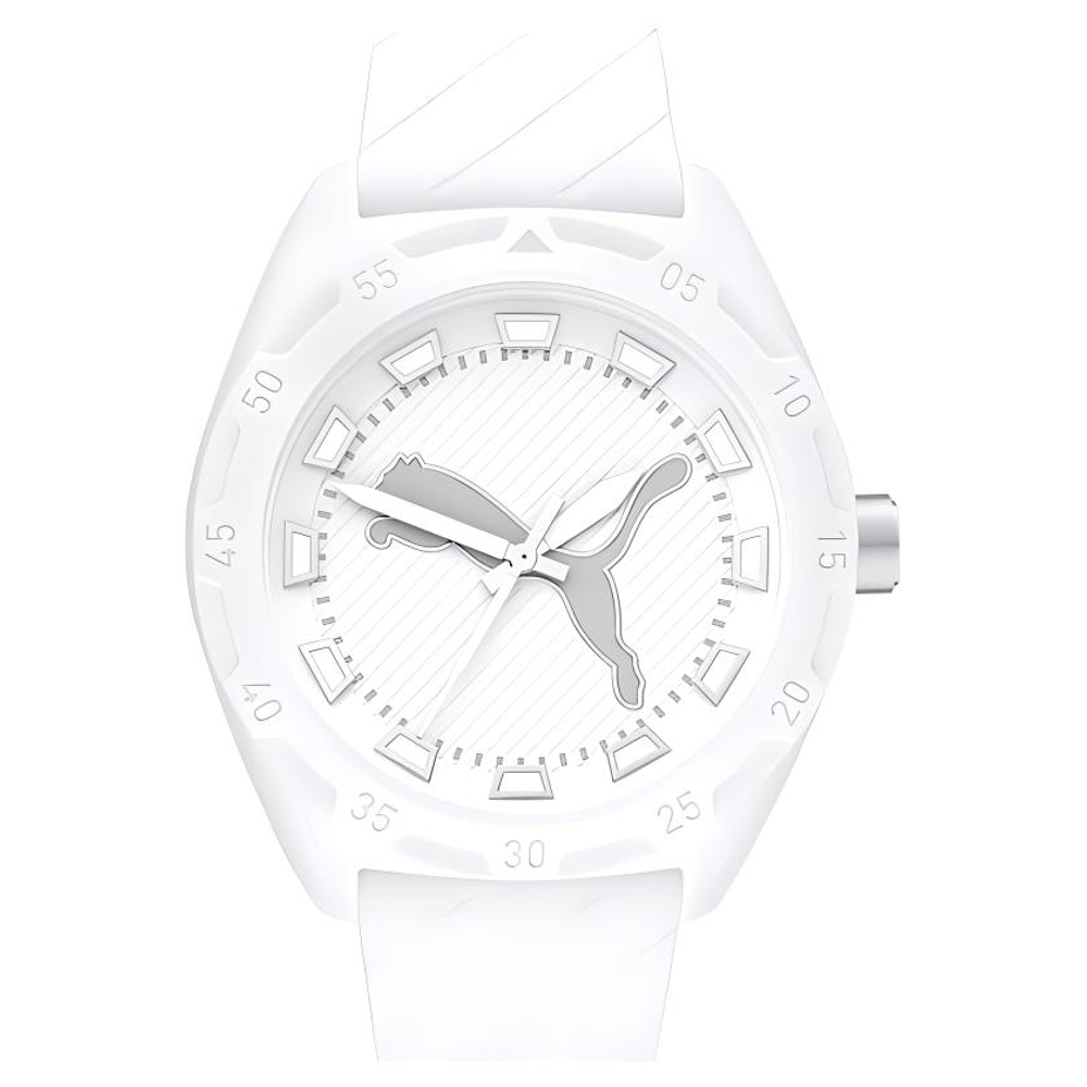 PUMA Stree Series Wrist Watch Quartz Movement Silicone Strap 48mm White Dial Men"s Watches 50m Water Resistant
