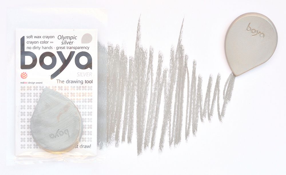 Пастель восковая Boya, мелок, 20 г, 1 шт, серебряный