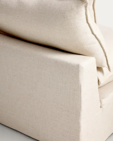 Модульный трехместный диван Anarela из бежевого льна и вискозы со съемным чехлом, 270 см