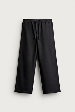 ZARA БАЗОВЫЕ СПОРТИВНЫЕ БРЮКИ LOOSE FIT, ЧЕРНЫЙ