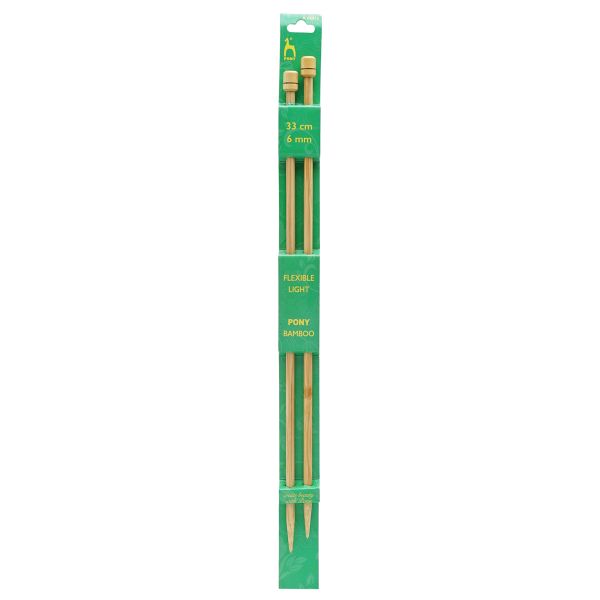 Спицы прямые Pony Bamboo ⌀6.0 мм, 33 см, бамбук, 2 шт, 66813