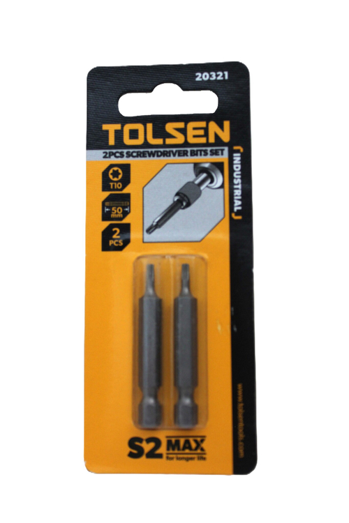 Набор односторонних бит TOLSEN "INDUSTRIAL" 1/4" T10х50мм 2шт. 20321