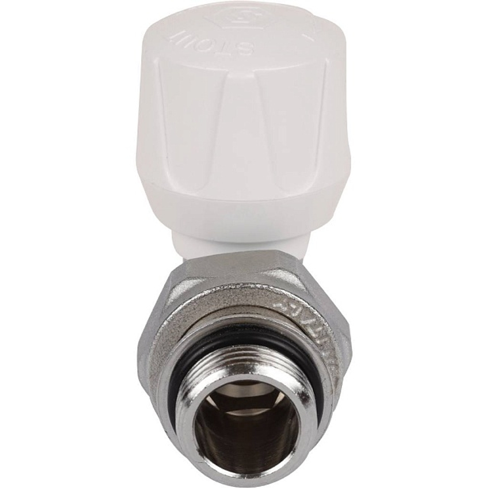 Вентиль ручной регулировки угловой STOUT - 1/2" (ВР/НР-американка, PN10, Tmax 120°C, с дополнительным уплотнением)
