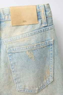 ZARA ДЖИНСЫ BARREL С ЗАКЛЕПКАМИ, СИНИЙ