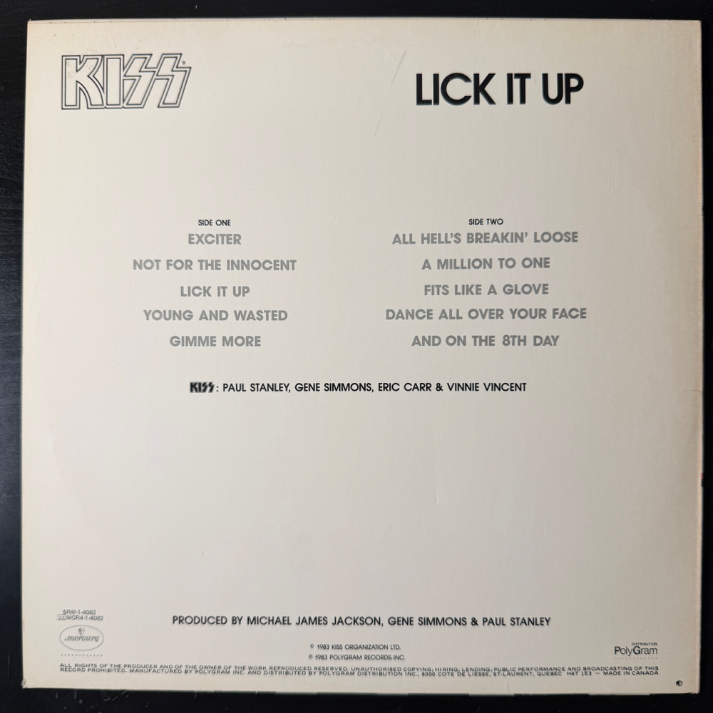 Kiss ‎– Lick It Up (Канада 1983г.)