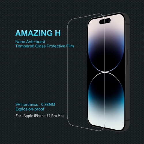 Защитное стекло с прозрачными рамками от Nillkin для iPhone 14 Pro Max, серия H Anti-Explosion Glass Screen Protector