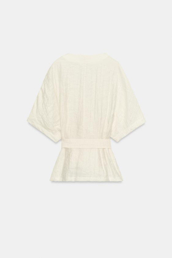 ZARA БЛУЗКА С РЕМНЕМ И ПРЯЖКОЙ, ЭКРЮ