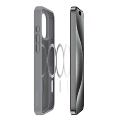 Прозрачный матовый чехол с серыми рамками и с MagSafe от Dux Ducis для iPhone 15 Pro Max, серия Yind Series Case