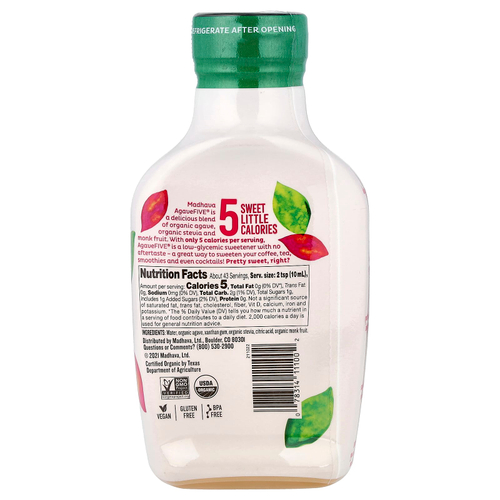 Madhava, Clean & Simple, Organic Agave Five®, подсластитель с низким гликемическим индексом, 454 г (16 унций)