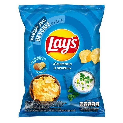 Lays чипсы Сметана зелень 70гр