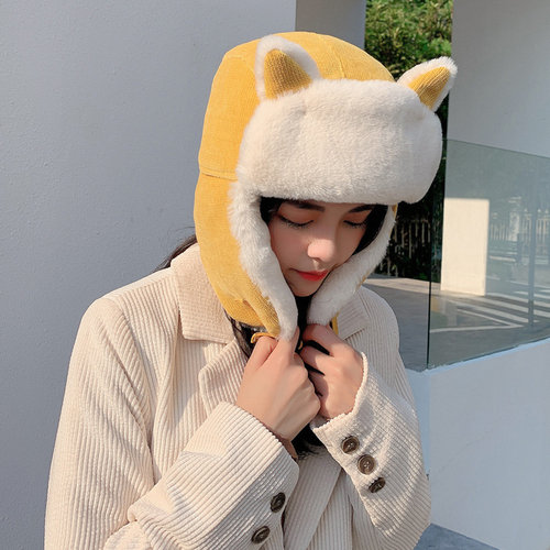 Шапка-ушанка "Kitty", желтая