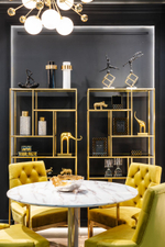 Стеллаж Garda Decor золотистый, темн.ст. 80*35*180 см