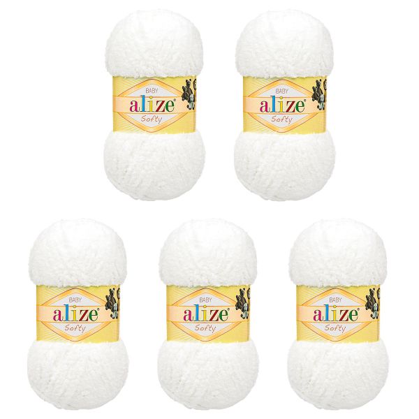 Пряжа Alize (Ализе) Softy / уп.5 мот. по 50 г, 115 м, 55 белый