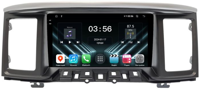 Магнитола для Nissan Pathfinder R52 2014-2017 (поддержка Bose и 360, рамка тип 2) - FarCar S280 монитор 9.5" IPS на Android 13, CarPlay