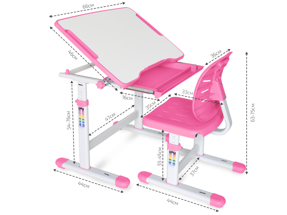 Комплект ErgoKids (стол+стул) Evo-06 Ergo Pink (арт. Evo-06 Ergo PN)