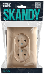 SKANDY Розетка 2-местная без заземления с защитными шторками 10А в сборе SK-R09Sa песочный IEK