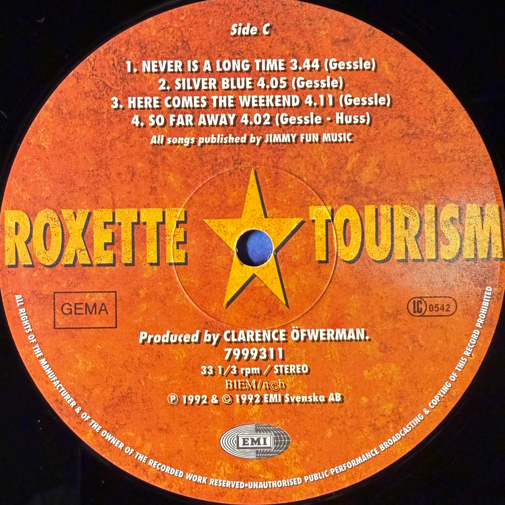 Roxette ‎– Tourism 2LP (Европа 1992г.)