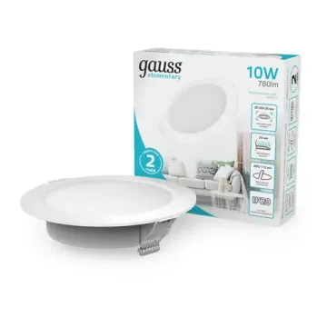Встраиваемый светодиодный светильник 10W 4000K 997420209 белый Elementary Downlight Gauss