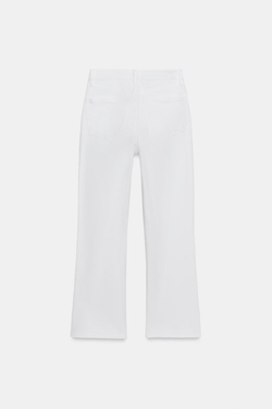 ZARA ДЖИНСЫ TRF CROPPED FLARE С ВЫСОКОЙ ПОСАДКОЙ, БЕЛЫЙ