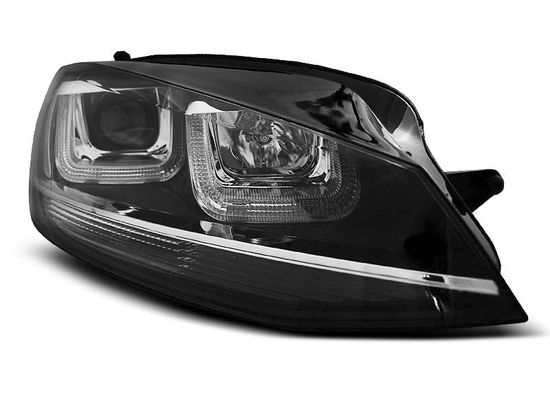 Передние фары u-type black with chrome line для VW Golf MK7