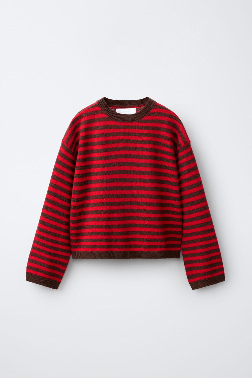 ZARA ШЕРСТЯНОЙ СВИТЕР В ПОЛОСКУ, КРАСНЫЙ