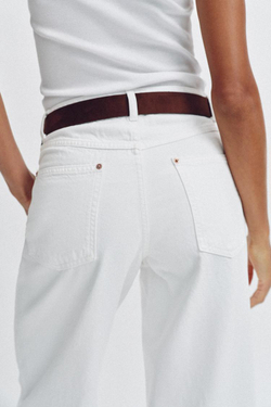 ZARA ДЖИНСЫ WIDE LEG УКОРОЧЕННЫЕ С ВЫСОКОЙ ПОСАДКОЙ И РЕМНЕМ, БЕЛЫЙ