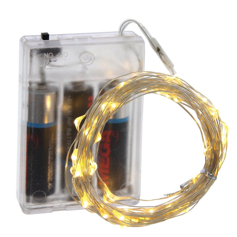 GAEM Электрогирлянда (3xAA, 60 теп бел LED, 1 реж свеч,серебр шнур), L600 W0,1 H0,2 см